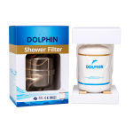 تصویر فیلتر دوش حمام برند دلفین با طراحی استاندارد و پس‌زمینه سفید