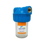 تصویر فیلتر پکیج و آبگرمکن دلفین با هوزینگ شفاف و درپوش آبی برای جلوگیری از رسوب در پکیج و آبگرمکن دیواری