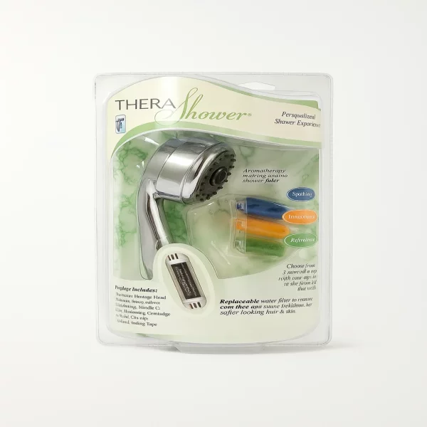 بسته‌بندی فیلتر سر دوشی دلفین همراه با سه کارتریج اسانس رنگی