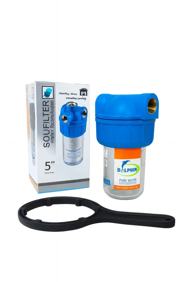 تصویر فیلتر پکیج و آبگرمکن SOU Filter با آچار هوزینگ و جعبه محصول - فروشگاه دلفین آبی