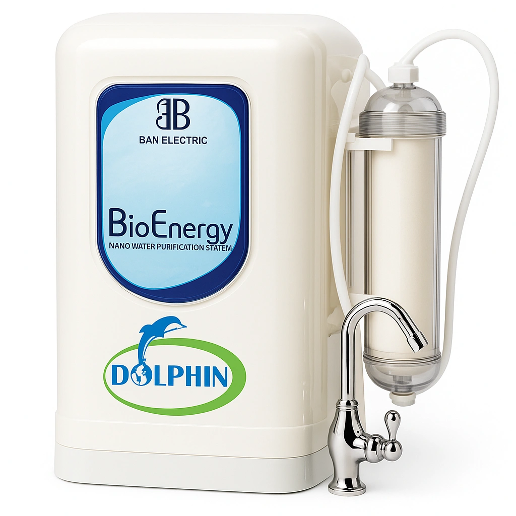 Dolphin Bio Energy Nano – دستگاه تصفیه آب نانو سرامیکی بدون برق و پساب دستگاه تصفیه آب خانگی Dolphin Bio Energy Nano با فیلتر نانو سرامیکی و شیر برداشت فلزی