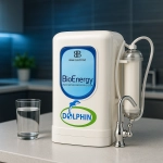 دستگاه تصفیه آب Dolphin Bio Energy Nano در محیط مدرن با نور آبی و طراحی تکنولوژیک