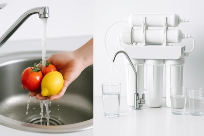 مقایسه هدررفت آب خانه و دستگاه تصفیه آب