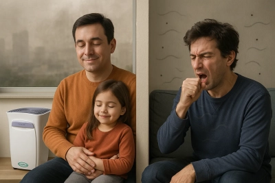 مقایسه هوای پاک با دستگاه تصفیه هوا و هوای آلوده؛ تاثیر کیفیت هوا بر سلامتی خانواده
