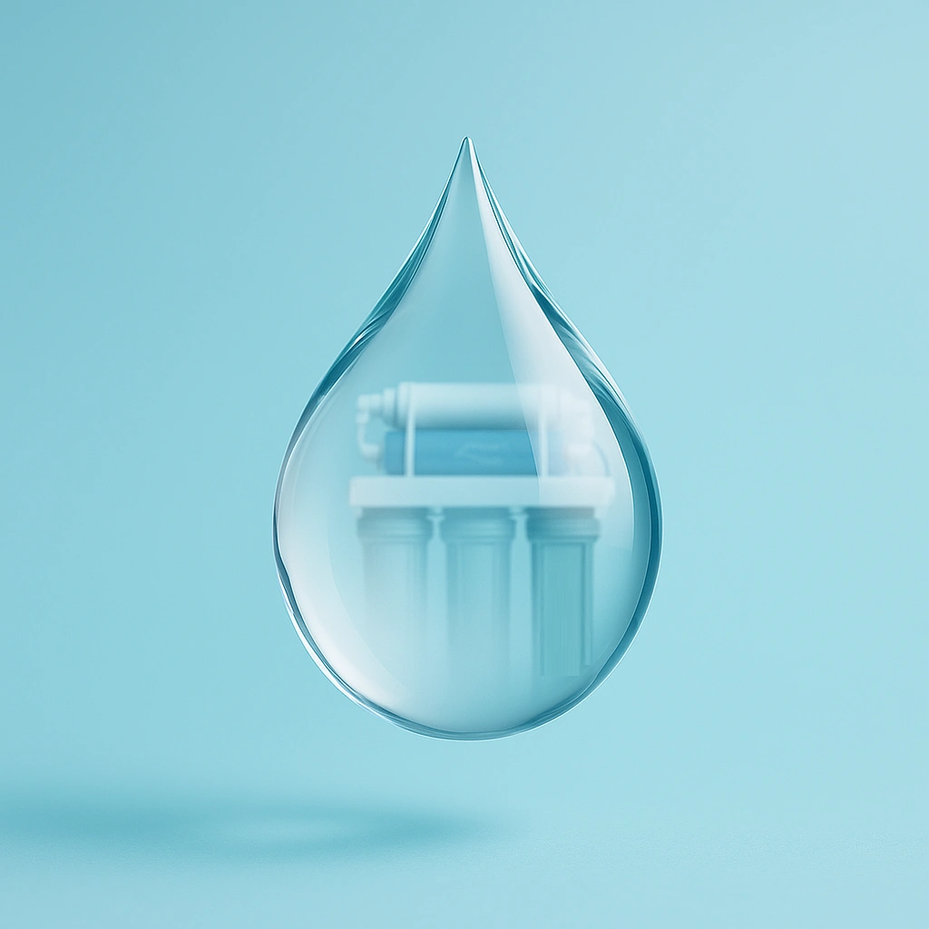 مقایسه فیلتر سرشیری دلفین با آب جوشیده روی سینک آشپزخانه