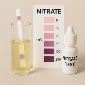 کیت تست نیترات آب به همراه نوار تست و جدول رنگ برای اندازه‌گیری نیترات 