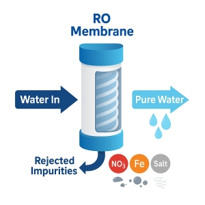عملکرد ممبران RO در حذف نیترات، فلزات سنگین و سختی آب در فرآیند تصفیه آب خانگی