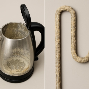 شمایی از چگونگی رسوب در پکیج همانند کتری