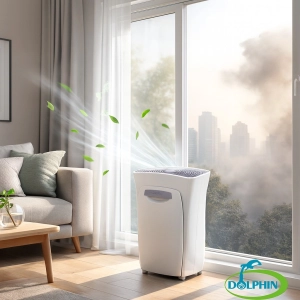 دستگاه تصفیه هوای دلفین در خانه، در حال تولید هوای پاک با وجود آلودگی شدید بیرون