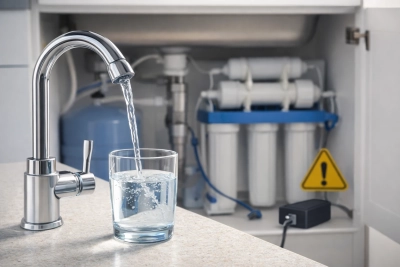 شیر آب تصفیه باز شده اما دستگاه تصفیه آب خاموش است